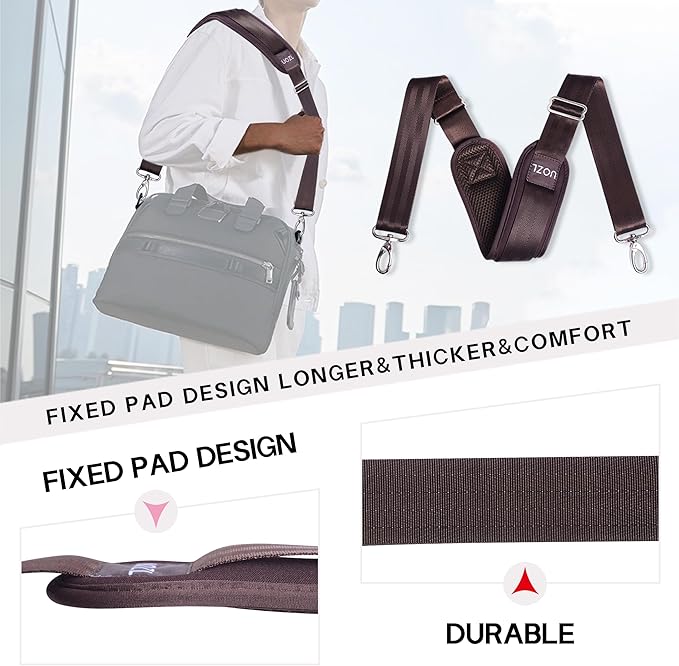 59 Inch Shoulder Straps, Soft with Ultra-Thick Fixed Shoulder Pad, Two Way Independently Adjustable Buckle Replacement Straps for Laptop Bag Messenger Bag Tool Bag Luggage,Brown