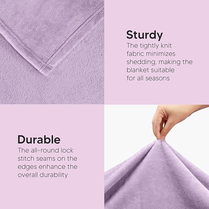 Utopia Bedding Fleece Blanket King Size Lilac 300GSM Luxury Fuzzy Soft Anti-Static Microfiber Bed Blanket (90x102 Inch)