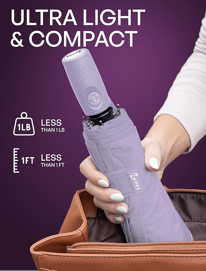REPEL Windproof Travel Umbrella - Compact & Withstands Winds up to 85MPH , Strongest Premium Auto Folding Umbrella for Rain and Sun - Durable, Light & Portable for Women & Men , Fits Backpack & Cars