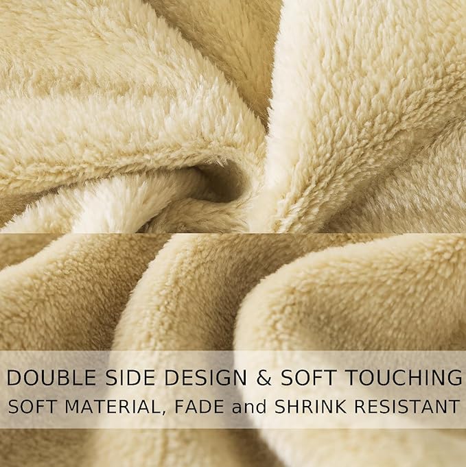 Soft Queen Size Blanket for All Season Warm Fuzzy Microplush Lightweight Thermal Fleece Summer Autumn Fall Winter Spring Blankets for Queen Full Bed Couch Sofa,90x90 Inches,Khaki