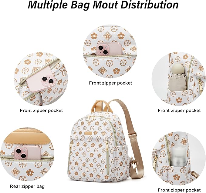 Makes Mini Backpack for Women, Stylish Daypack Purse Handbag Small Casual Daily Travel Bag, Lady Girls Gifts for Work School, 2pcs Sets