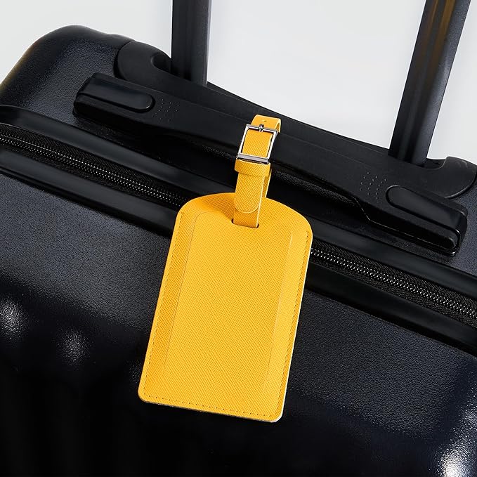 3 Pack Luggage Tags for Suitcases, TSA Approved Bag Tags, Baggage Tags with Privacy Protection, Travel Essentials Luggage Accessories, Lemon Yellow