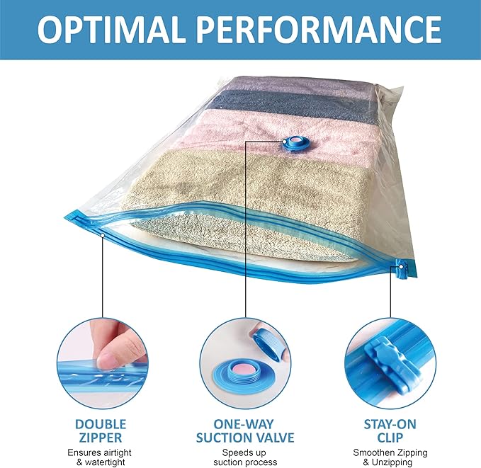 Vacuum Storage Bags, Vacuum Seal Space Saver Bags for Clothing, Travel Lugggage, Carry-on, Blankets, Comforters, Pillow, Bedding, 20 Combo