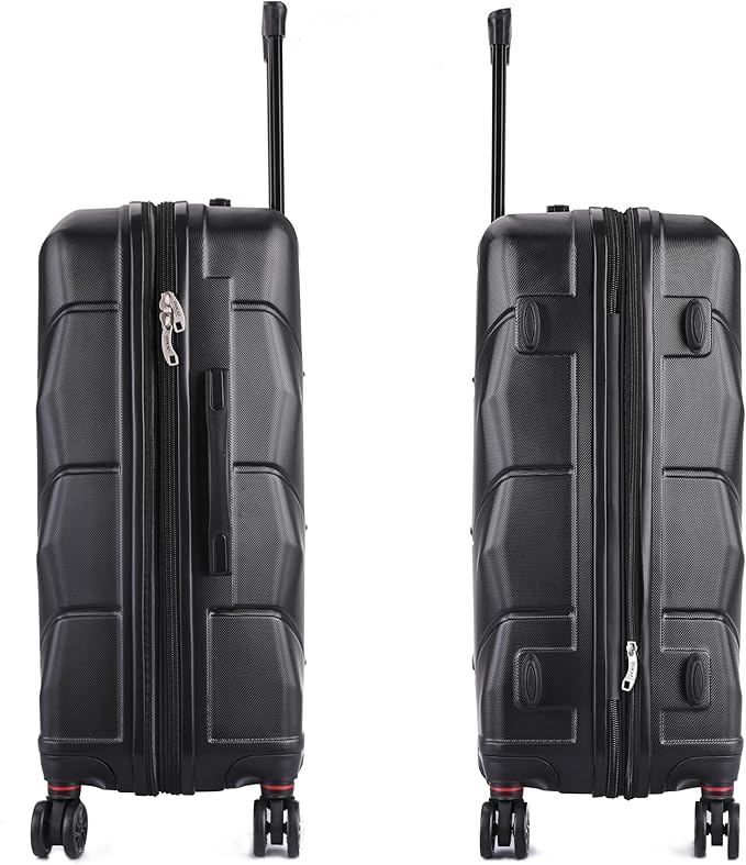 DUKAP ZONIX Luggage with Spinner Wheels | Durable Lightweight Hardside Suitcase, Spacious Travel Bag with Handle and Trolley | 26 Inch Medium Checked Luggage | Black