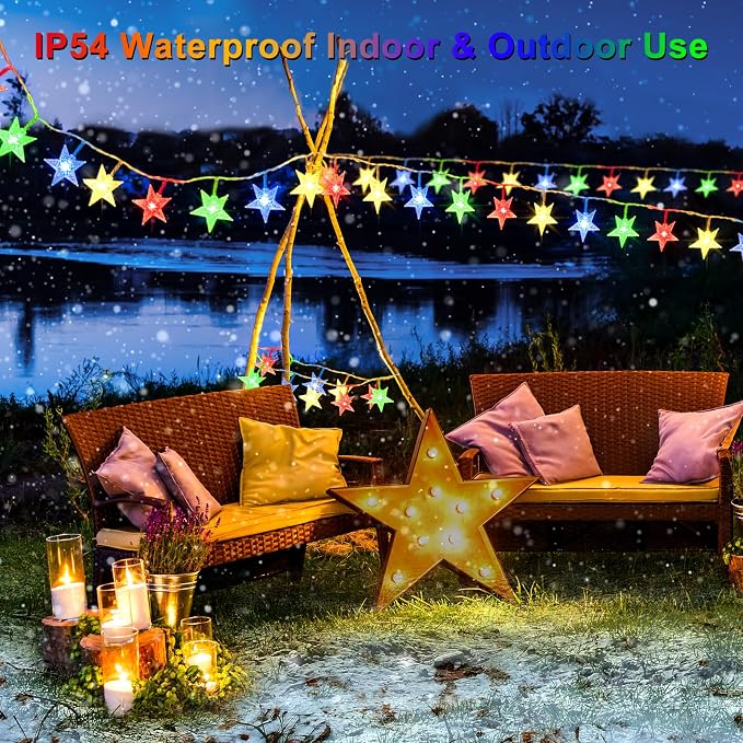 echosari 158IN Star String Lights Battery Operated Auto Timer Multicolor | 40 LED Star Fairy String Lights with 8 Modes for Kid Room Bedroom Party Garden Wedding Décor