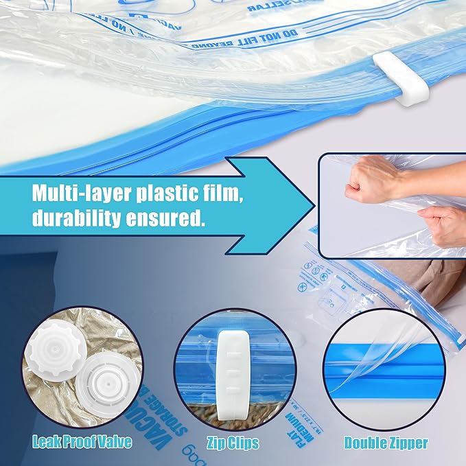 Vacuum Storage Bags Jumbo and XXL, Extra Large Vacuum Seal Bags for Bedding Blankets Comforters Clothing (4J+4XXL)