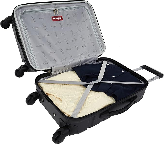 Wrangler 4 Piece Miami Luggage and Packing Cubes Set, Black
