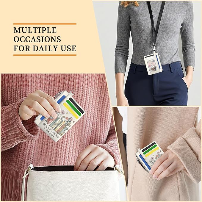 Hancynir Book Lover Floral Slim Wallet Women Credit Card Holder Cute Flower RFID Blocking Small Card Holder Mini Front Pocket PU Leather Thin Travel Zipper Coin Ladies Female Wallet Organizer Gifts