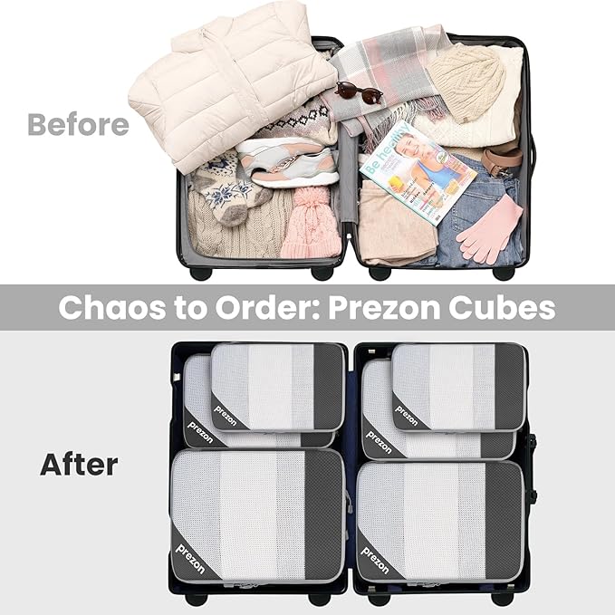 Compression Packing Cubes for Travel, Lightweight Vacation Travel Essentials, Travel Accessories for Suitcase Organizer Bags Set, Durable Luggage Organizer