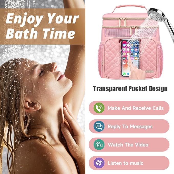 Large Toiletry Bag for Women Men,Bathroom Bag,Water Resistant Shower Bag,Makeup Bag,Portable Shower Caddy for College Dorm,Hanging Travel Toiletry Bag with Transparent Waterproof Phone Pocket