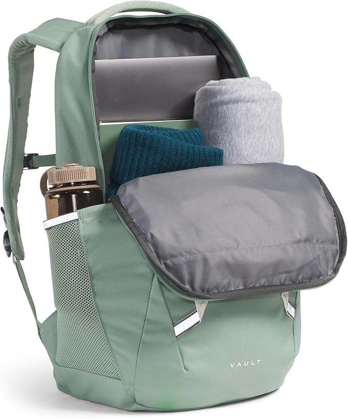 The North Face Women's Vault Everyday Laptop Backpack - Commuter Travel Bag, Water-Repellent, Spacious Main Compartment, Slate Moss/White Dune, One Size