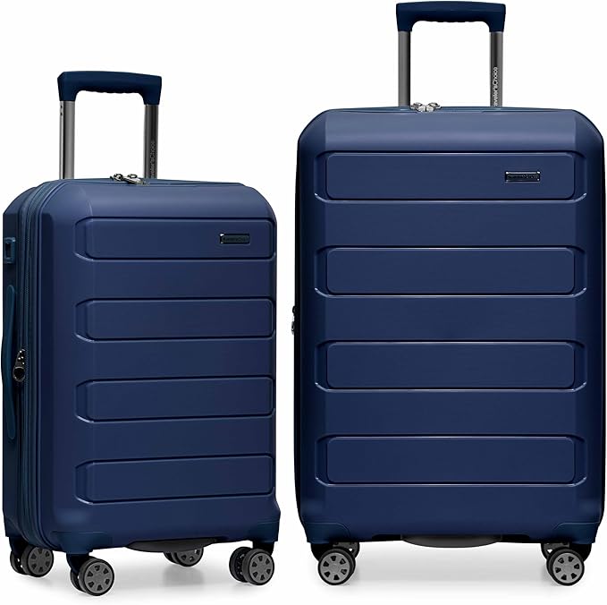 Traveler's Choice Pagosa Hardshell Expandable Luggage with Spinner Wheels, Navy, 2-Piece Set (22/26)
