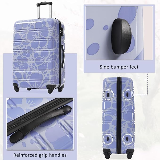 Merax Luggage Sets 3 Piece, Hardside Suitcase Set with Spinner Wheels, Lightweight 20+24+28 IN Suitcase with Carry on Luggage, Blue