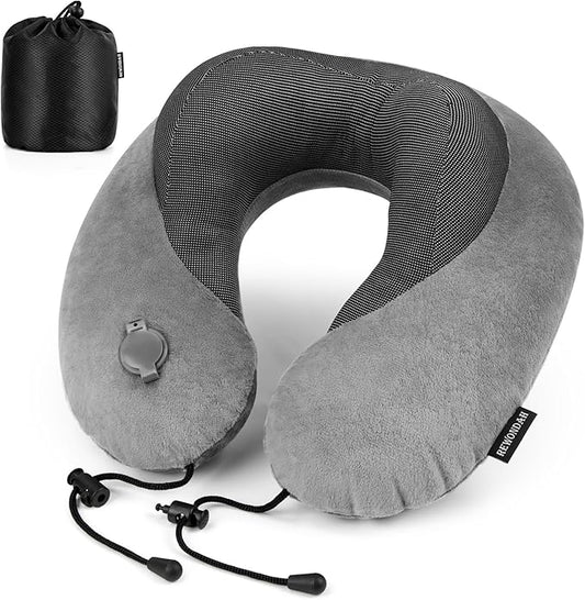 Rewondah Inflatable Neck Pillow – Comfortable Inflatable Travel Neck Pillow for Airplanes, Trains, Cars, Blow up Neck Pillows for Air Travel, Portable & Washable, Perfect for Long Journeys
