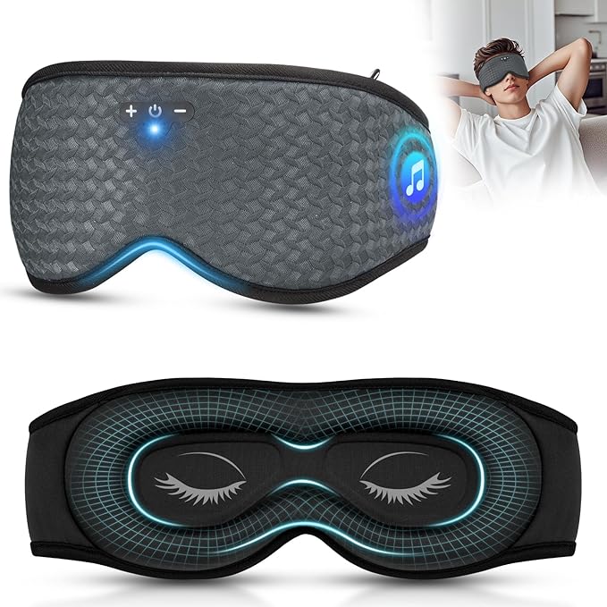Sleeping Eye Mask with Bluetooth Headphones, 3D Sleep Eye Mask, Adjustable Sleep Mask for Men Women, Bluetooth Sleep Mask for Light Block Out