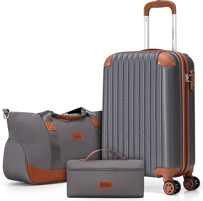Carry On Luggage Sets 3 Piece, 20 Inch Luggage 22x14x9 Airline Approved with Wheels and TSA Lock, ABS Lightweight Hardshell Travel Suitcase Set with Duffel Bag Travel Bag for Men Women
