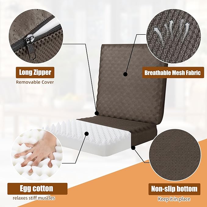 BALAPET Recliner Cushions for Long Sitting, Egg Crate Foam Recliner Cushion for Elderly Reduces Muscle Fatigue and Provides Air Flow, Extra Large Non-Slip Seat Cushion with Back Support(22*20*4in)