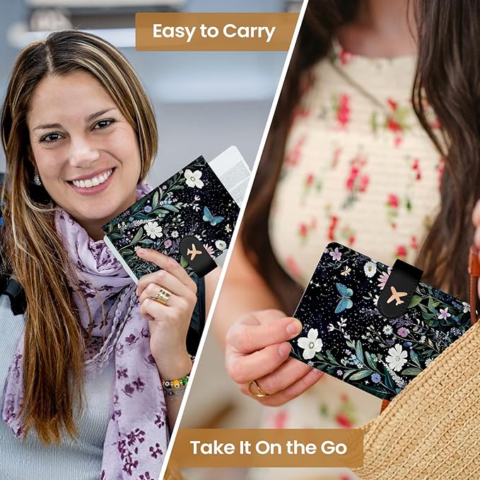 Passport Holder for Travel Essentials, RFID Blocking Leather Cover Wallet with Magnetic Closure, Aesthetic & Cute Passport Book Case for Women and Men - Starry Garden