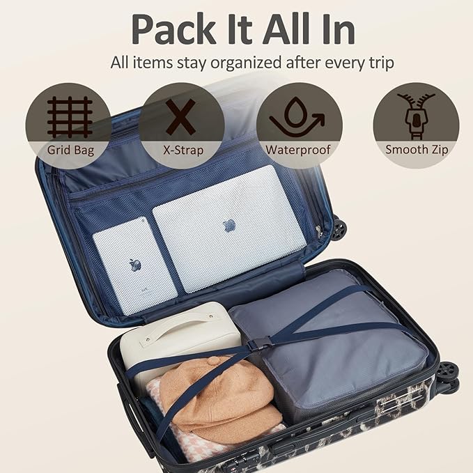 24inch Chcheetah Print Luggage with Spinner Wheels, Lightweight PC+ABS Hard Shell Suitcases, Expandbale Storage & TSA Aprovel Lock