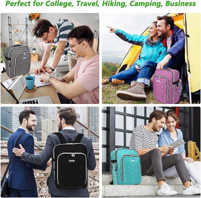 Personal Item Travel Carry On Luggage Backpack for Women Men Flight Approved Casual Weekender Laptop Bag for College Business Outdoors Hiking Water Resistant Lightweight Daypack with USB Charging Port