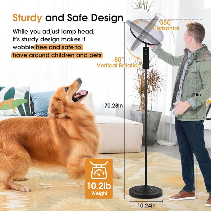 hanaking Upgraded Floor Lamp, 30W/2600LM Super Bright Floor Lamp with Remote Control, Stepless Adjust Color Temperatures and Brightness, Torchiere Standing Lamp for Living Room Bedroom Office