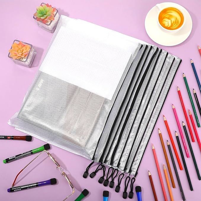 Jetec 32 Pcs Mesh Zipper Bags Toy Storage Bikini Organizer Bag Bolsas Para Guardar Trajes De Bano Waterproof Zipper Reusable Pouch Puzzle Multipurpose for Storage Office(Black,15 x 11 Inch)