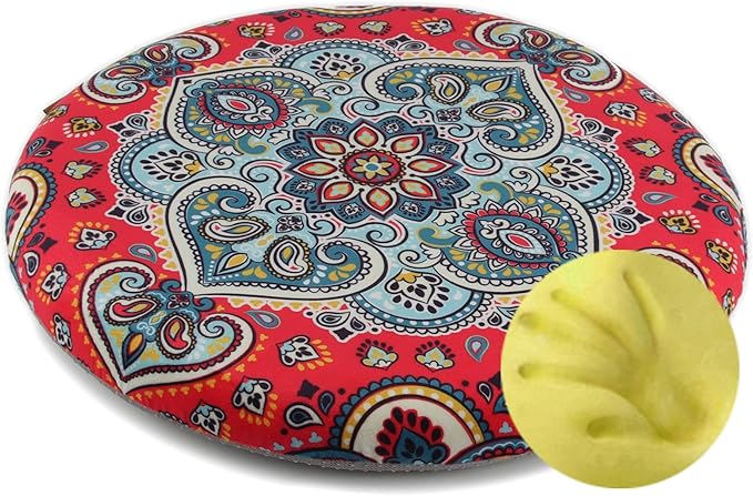 Sigmat Memory Foam Seat Cushion Anti-Slip Soft Round Stool Cushion Chair Pad 16 Inch Floral
