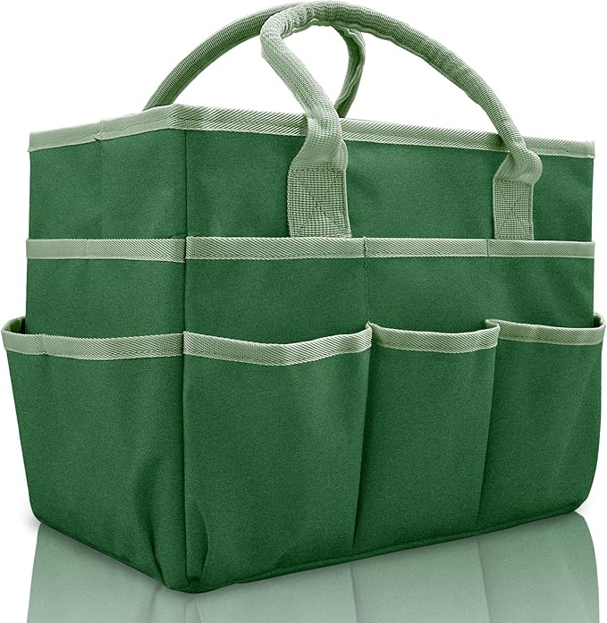 Cupohus Art Organizer Craft Storage Tote Bag with Pockets and Handles, Oxford Fabric Carrying Caddy for Teacher, Officer, Artist, Traveler, and more –Green