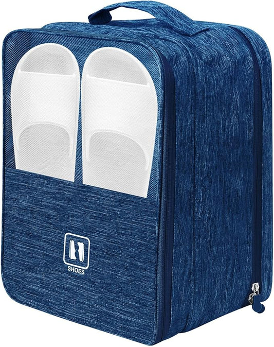 Large Shoe Bags for Travel, Holds 3 Pairs of Shoes, Portable Dance Shoe Storage Pouch, Sneaker Storage Bag (Navy Blue)