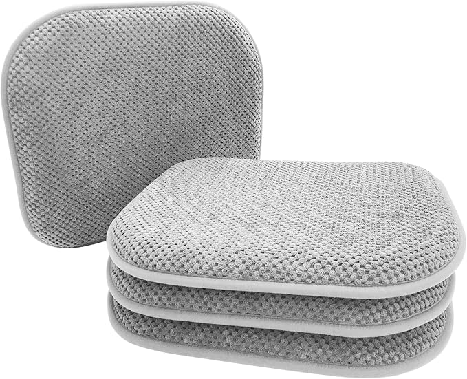 Silver Grey Foam Seat Cushions Kitchen Chairs Pads for Dining Chairs Non Slip Patio Seat Cushions Set of 4 Washable U Shaped Soft Thick Large Metal Wooden Chair Cushions,17" x 15"