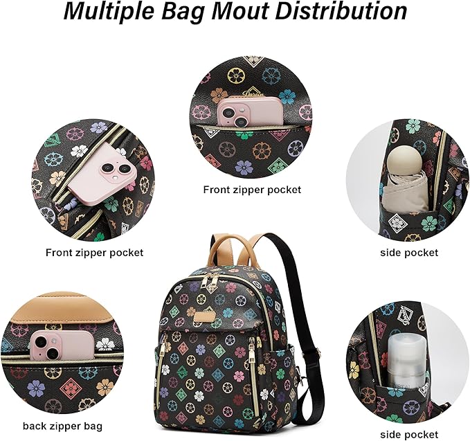 Makes Mini Backpack for Women, Stylish Daypack Purse Handbag Small Casual Daily Travel Bag, Lady Girls Gifts for Work School, 2pcs Sets