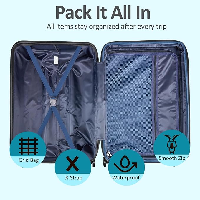 24inch Luggage with Spinner Wheels, Lightweight PC+ABS Hard Shell Suitcases, Expandbale Storage & TSA Aprovel Lock