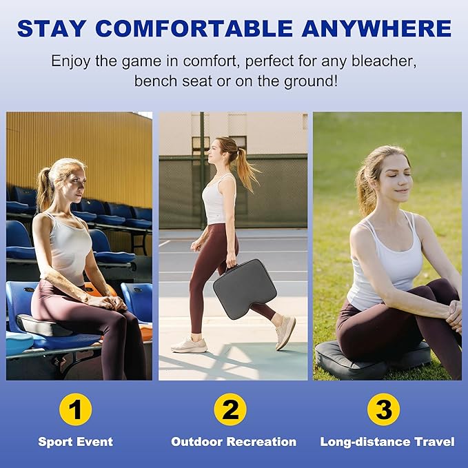 FASTMOMENT 2 Pcs Stadium Seat Cushions Water-Repellent Bleacher Seat Cushions Indoor & Outdoor Seat Cushion for Bleachers Portable Stadium Cushion for Sports Events, Office Chairs, Beaches