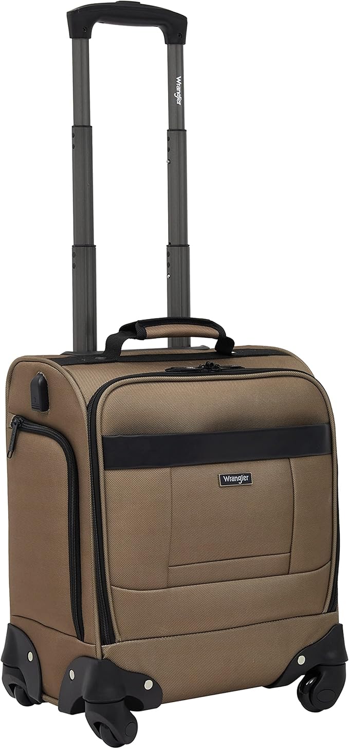 Wrangler 17" Underseat Spinner Carry-On Luggage, Mocha