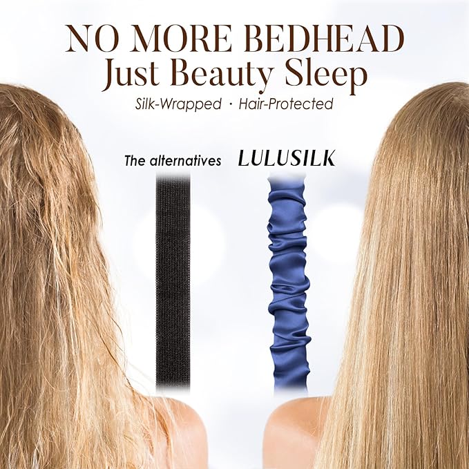 LULUSILK Mulberry Silk Sleep Eye Mask Blindfold with Elastic Strap Headband, Soft Eye Cover Eyeshade for Night Sleeping, Travel, Nap (Navy Blue)