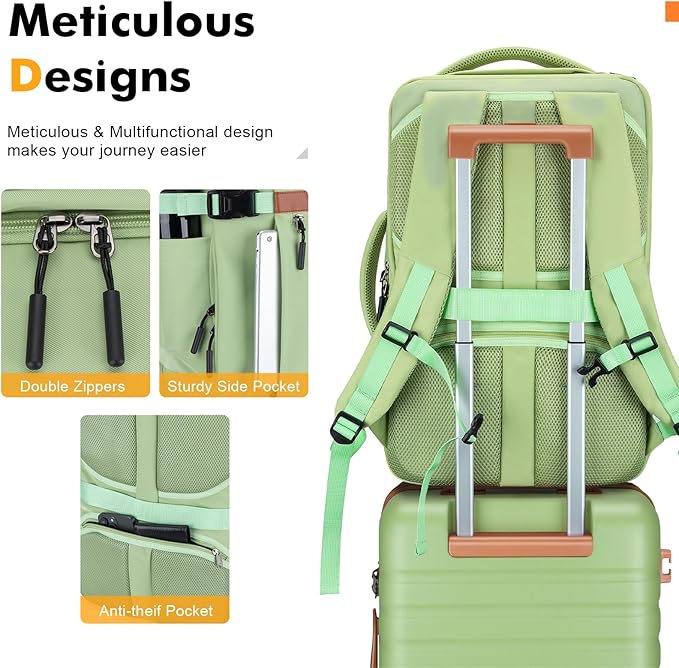 Luggage Sets 3 Piece with Spinner Wheels, Lightweight PC Hardside Suitcase with TSA Lock & YKK Zippers, 20 Inch Carry On Luggage with Travel Bag for Men and Women, Avocado Green