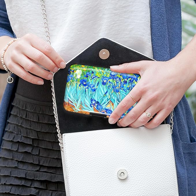 Mayski Credit Card Holder, RFID Blocking, Aluminum Alloy Hard Case, Small Mini Business Metal Wallet for Women Men, Floral Art