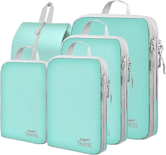 5 Set Packing Cubes For Travel Essentials, Luggage Packing Organization Cubes Suitcase Organizer Bags Set For Luggage Travel Packing Cubes For Suitcases Durable (5 Pcs, Blue)