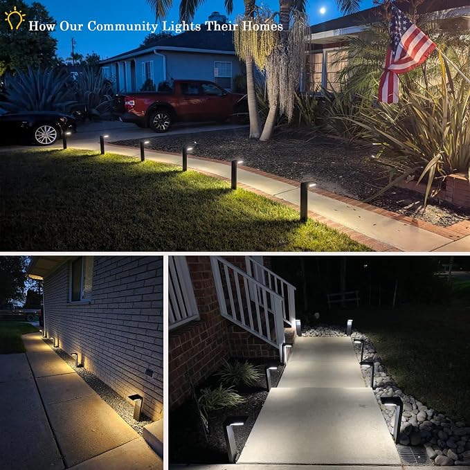 JOFIOS Solar Pathway Lights 6Pack with Warm White and Cool White Mode, Modern Solar Path Lights Outdoor Waterproof, Perfect Solar Lights for Backyard, Lawn, Driveway, Walkway, Garden Decorative.
