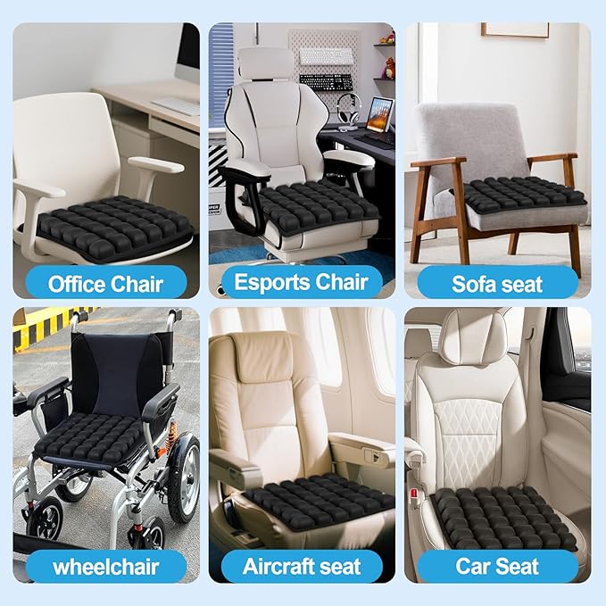 Travel Seat Cushion for Airplane – Inflatable 3D Air Cell Seat Cushions, Ergonomic Travel Cushion for Long Flights, Portable Seat Cushions Offer Support at Home, Work, Car, or in Transit