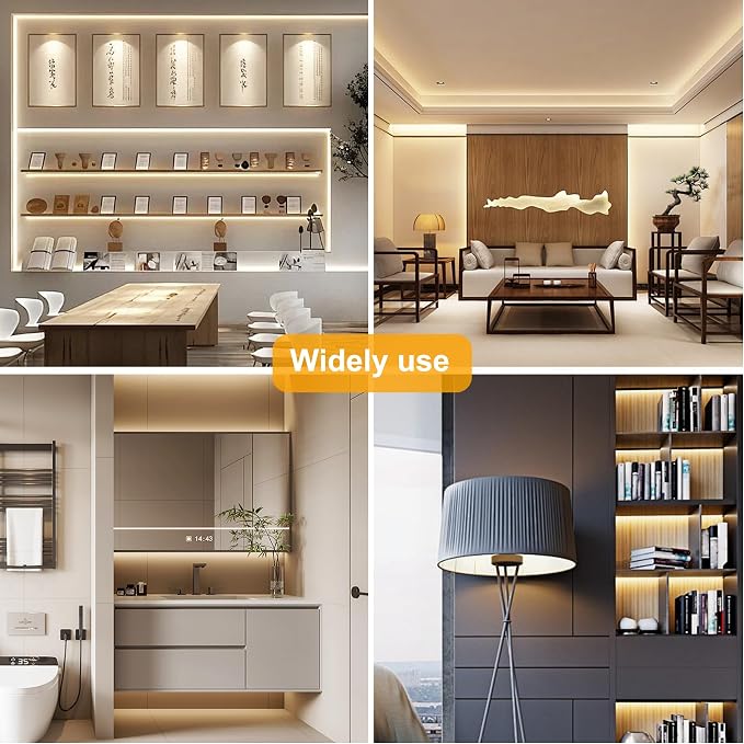 Pandery COB LED Strip Lights Natural White 4000K 32.8FT(2 * 5M) | 24V led Light Strip with Remote and app Control,8mm Wide Ra>90 Cuttable Strip Lights for Bedroom,Wardrobe,Cabinet