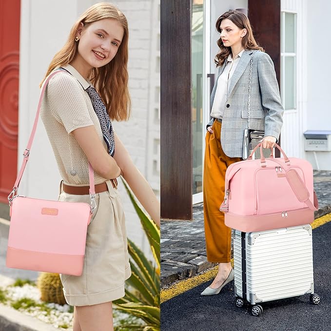 Travel Weekender Bag for Women, 21" Overnight Bag with Shoe Compartment 50L Large Travel Duffel Bag Carry On Tote for Weekend, Overnight, Business Trips, Water Resistant