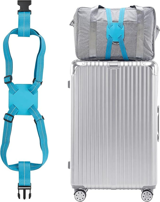 Travelkin Luggage Bungee Strap for Suitcases TSA Approved, Travel Bag Bungee Belt for Suitcases Add a Bag (Blue)