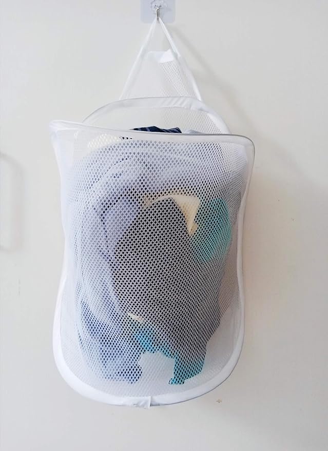 Small Mesh Hanging Laundry Hamper Basket, Mesh Hamper, Wall Dirty Clothes basket