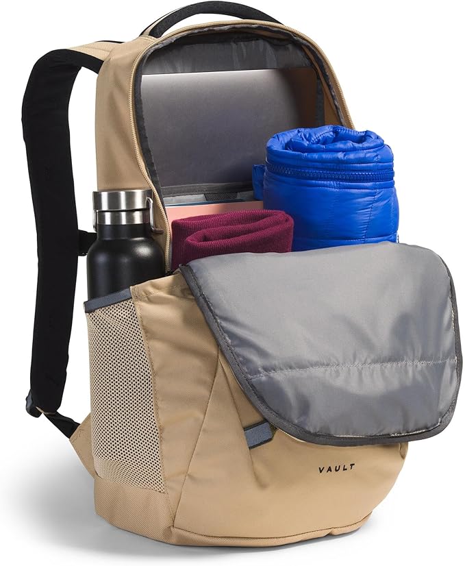 The North Face Vault Everyday Laptop Backpack - Commuter Travel Bag, Water-Repellent Finish, Spacious Compartment, Khaki Stone/TNF Black, One Size