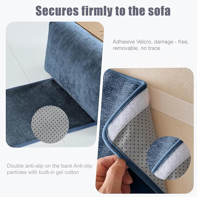Recliner & Armchair Headrest Pillow - Non-Slip Velvet Cushion for Neck Support & Pain Relief, Navy