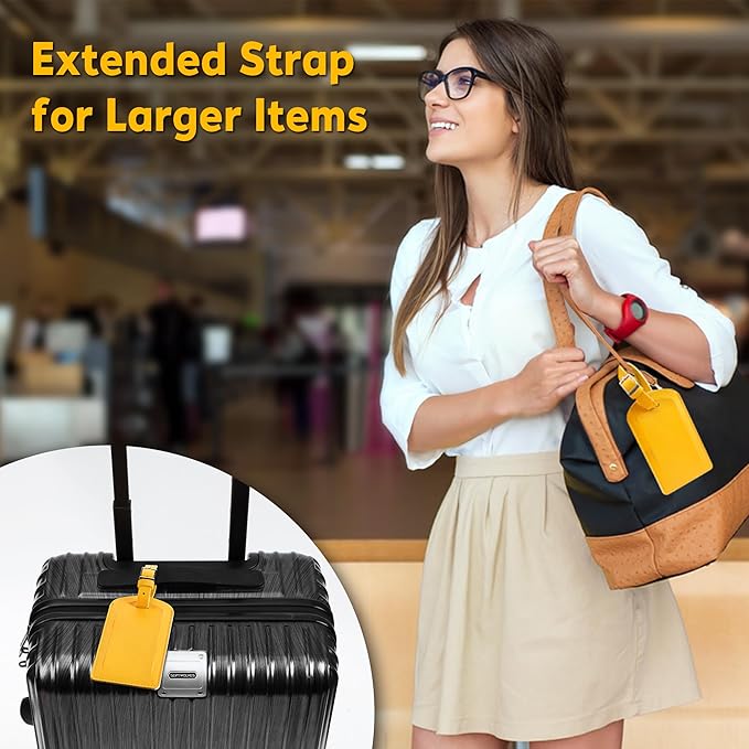 3 Pack Luggage Tags for Suitcases, TSA Approved Bag Tags, Baggage Tags with Privacy Protection, Travel Essentials Luggage Accessories, Lemon Yellow