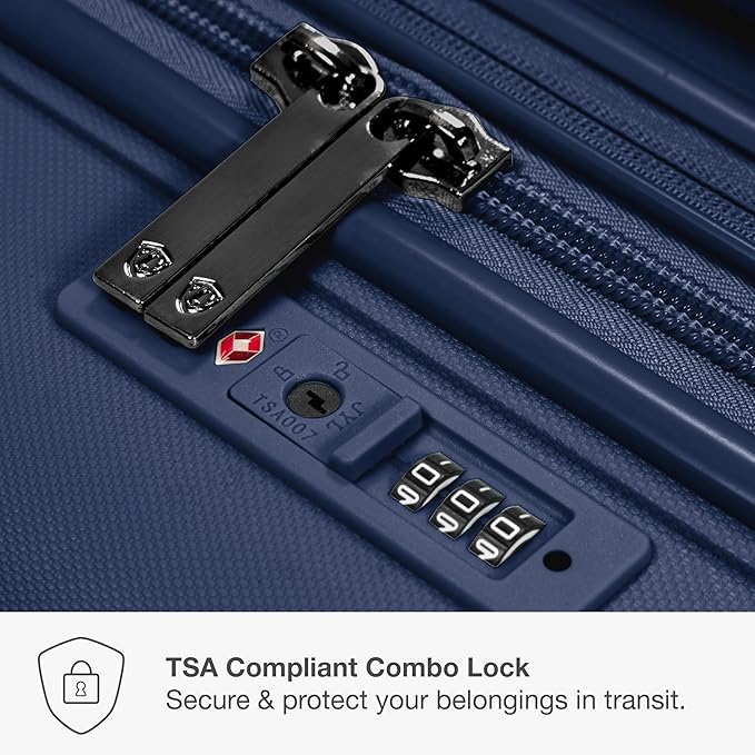 Traveler's Choice Pagosa Hardshell Expandable Luggage with Spinner Wheels, Navy, 22-Inch Carry-on