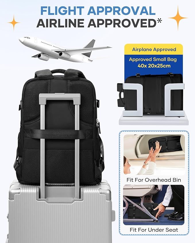 coofay Travel Backpack For Women Men Airline Approved Carry On Backpack Flight Approved Waterproof Sports Luggage Backpack Casual Daypack Small Hiking Backpacks Black Backpacks