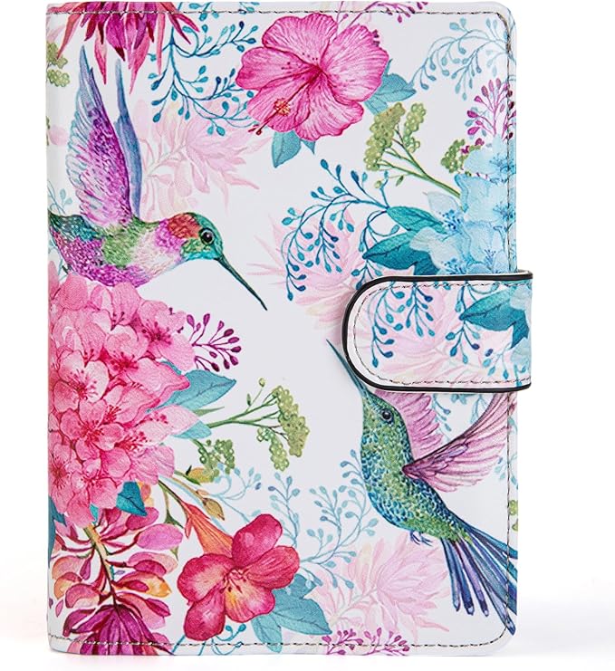 Passport Holder for Travel Essentials, RFID Blocking Passport Wallet Cover with Magnetic Closure, Passport Book Holders for Women and Men (Flowers and Hummingbirds)
